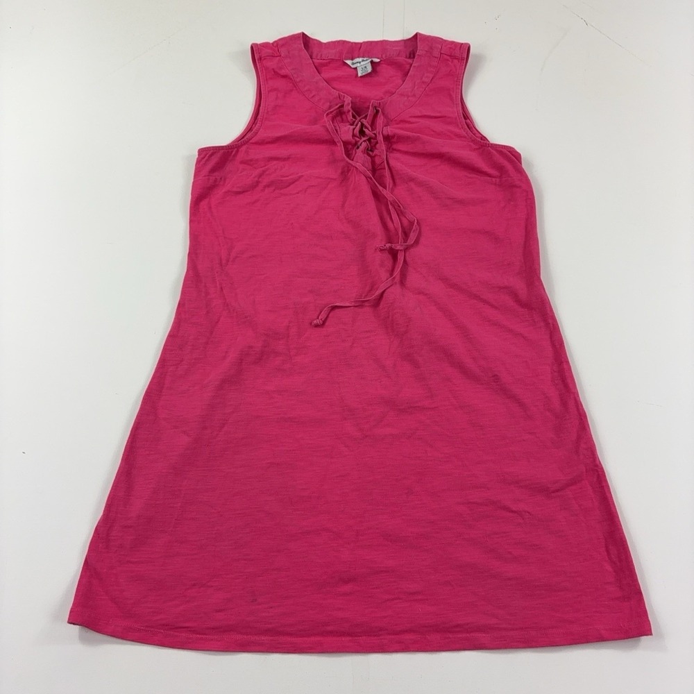Tommy Bahama Tank Dress Womens Large Pink Lace Up V Neck Jersey Casual Sundress